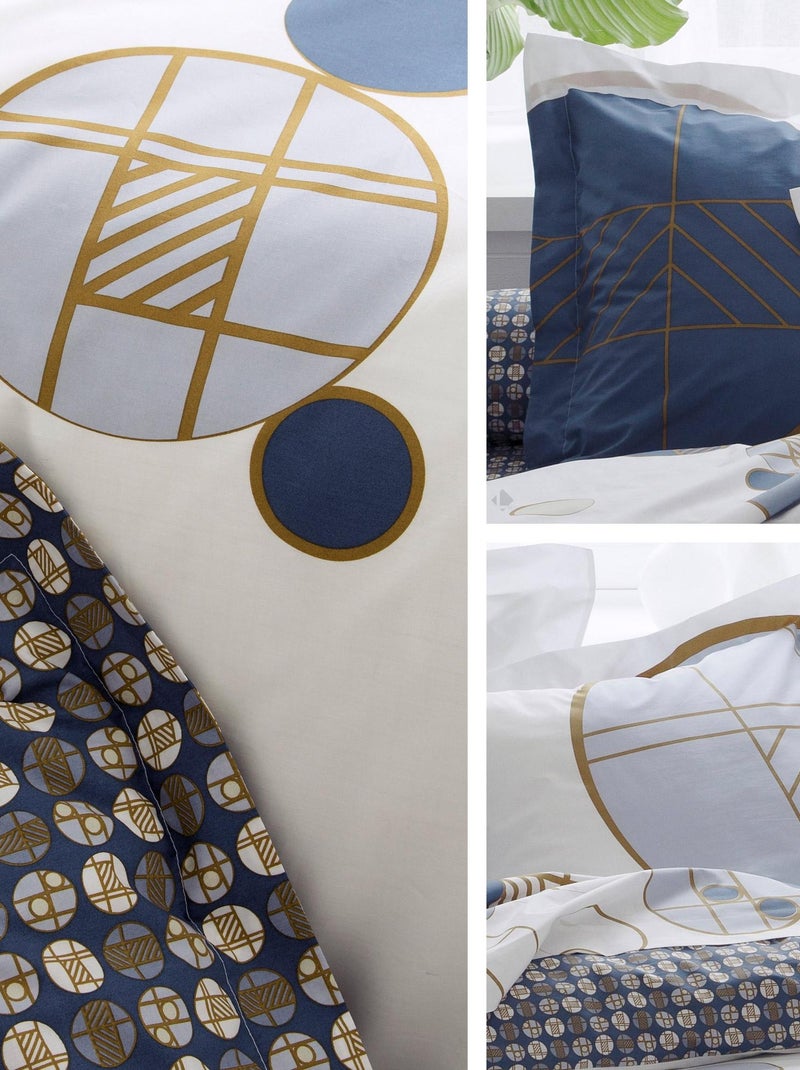 Drap housse imprimé percale de coton ROMEO Bonnet de 40 cm Bleu azur - Kiabi