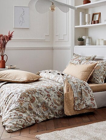 Drap housse imprimé percale de coton SANTAL Bonnet de 30 cm