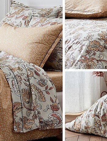 Drap housse imprimé percale de coton SANTAL Bonnet de 30 cm