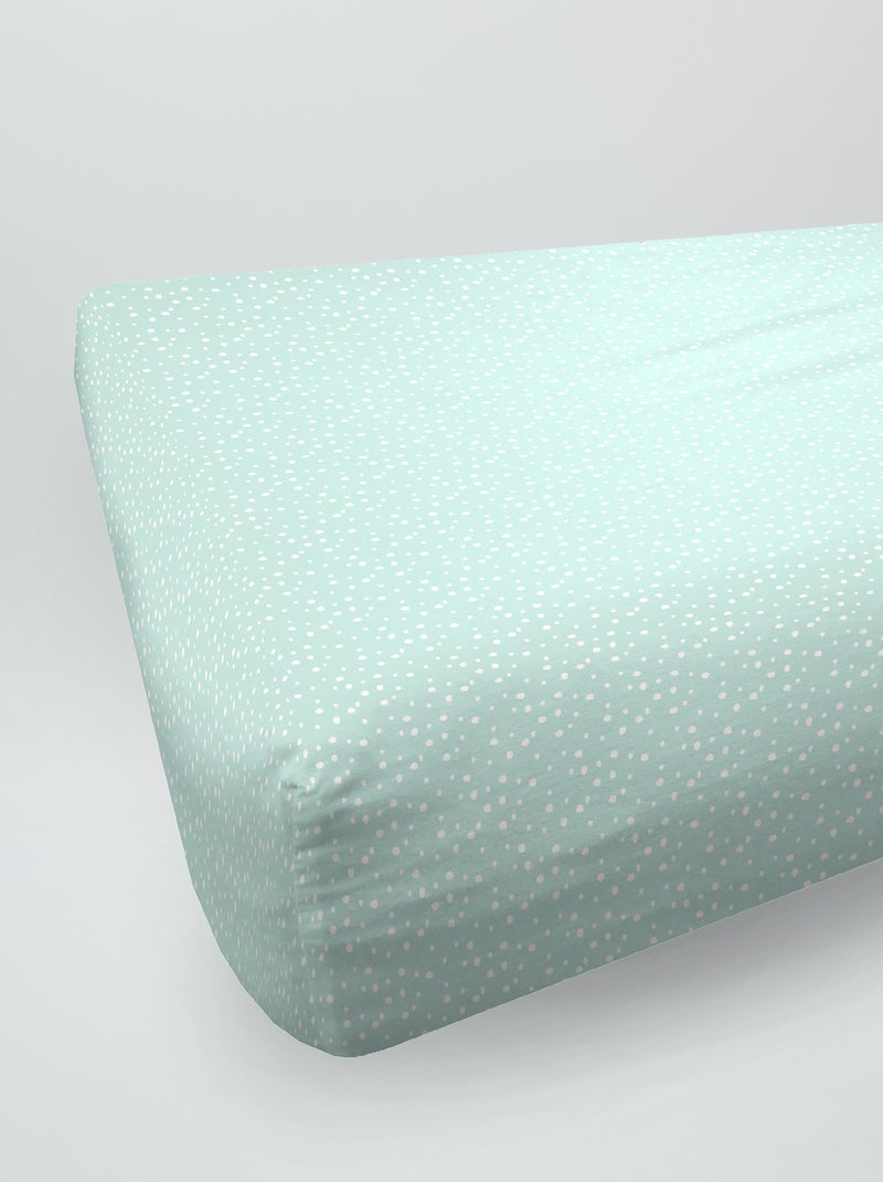 Drap housse imprimé 'pois' Vert d'eau - Kiabi