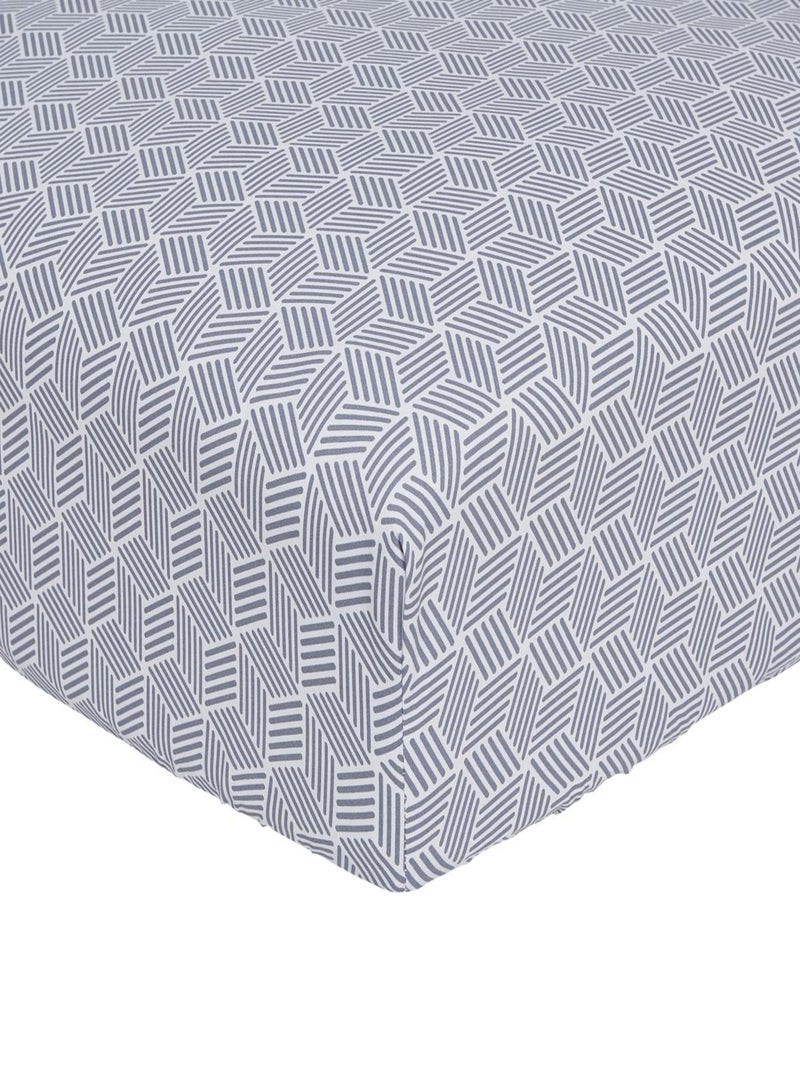 Drap housse imprimée en viscose de bambou, Made in France, QUENTIN Blanc Noir - Kiabi
