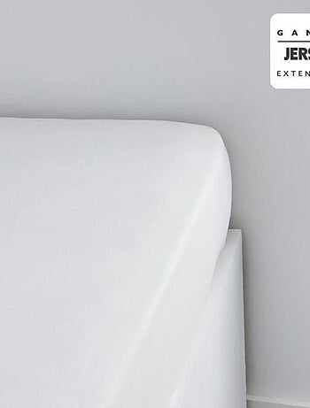 Drap housse jerey uni craie 90 x 190 x 25 cm - TODAY