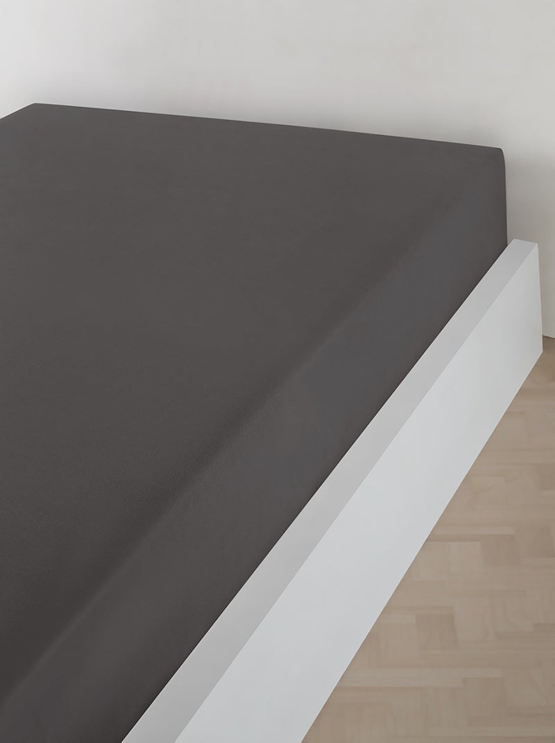Drap housse jersey 100% coton gris anthracite - Kiabi