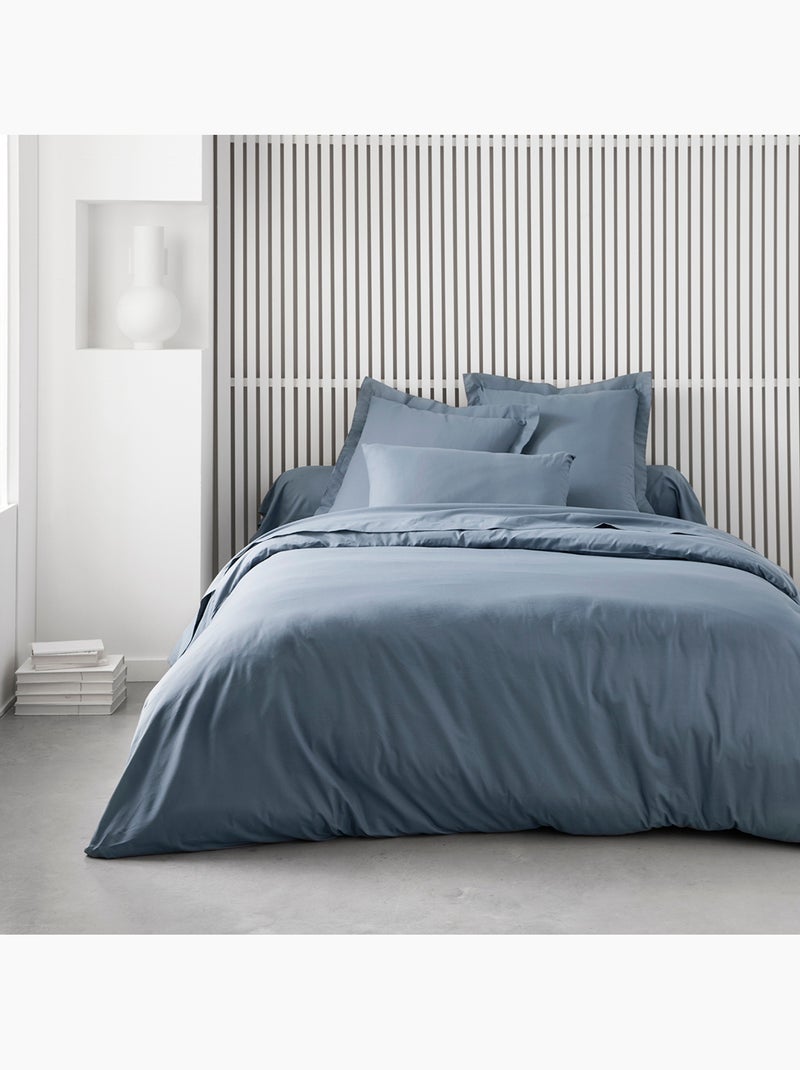 Drap housse Jersey 2 personnes uni ESSENTIAL Bleu gris - Kiabi