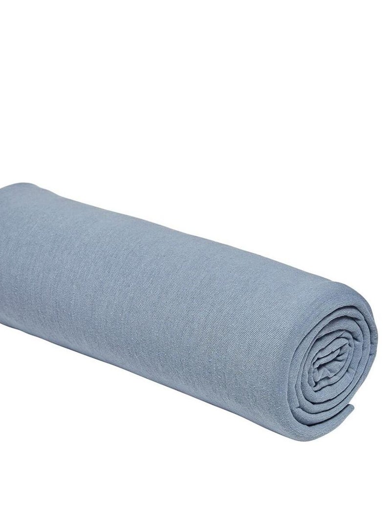 Drap housse Jersey 2 personnes uni ESSENTIAL Bleu gris - Kiabi