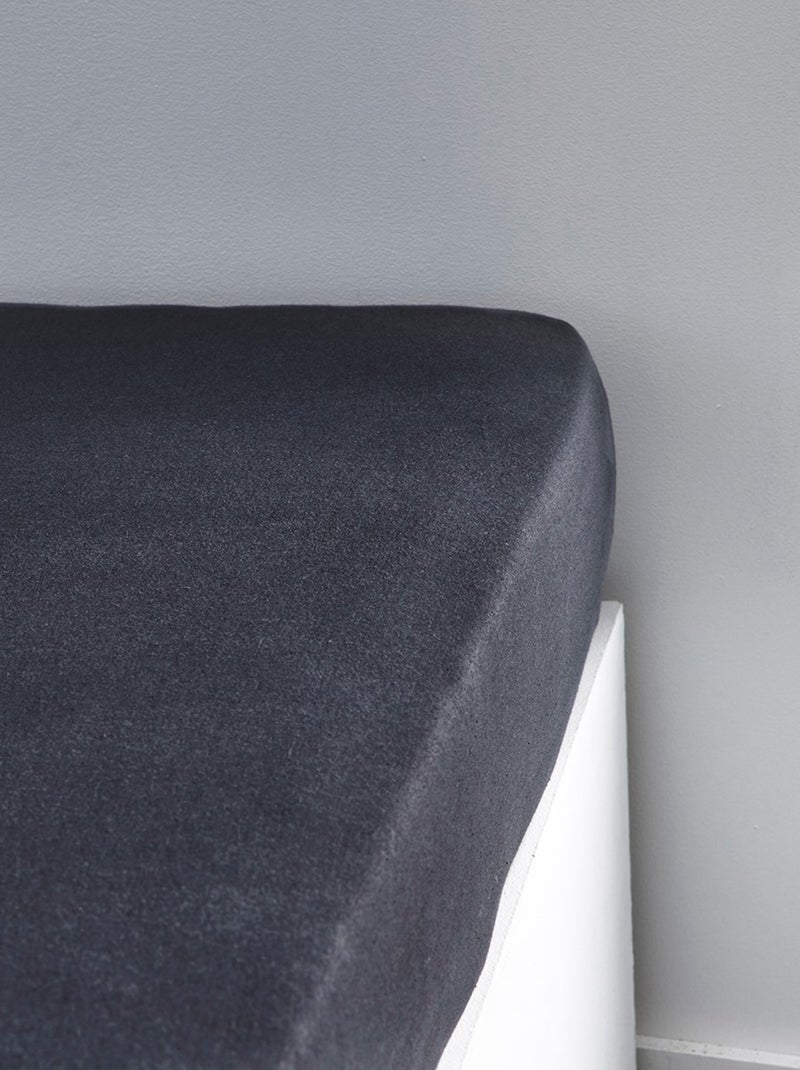 Drap housse Jersey 2 personnes uni ESSENTIAL gris anthracite - Kiabi