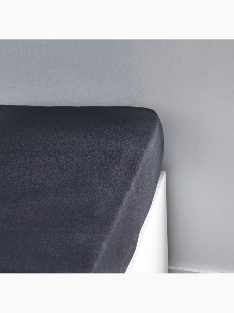 Drap housse Jersey 2 personnes uni ESSENTIAL gris anthracite - Kiabi