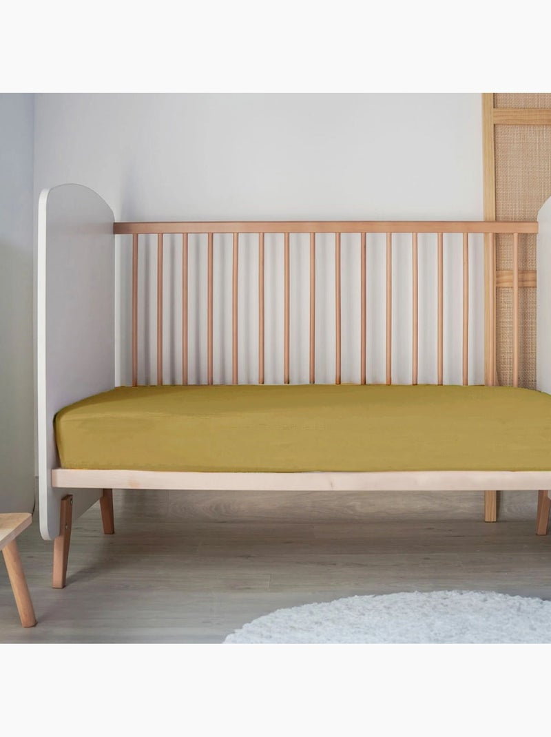 Drap-housse jersey bébé 100% coton Jaune moutarde - Kiabi