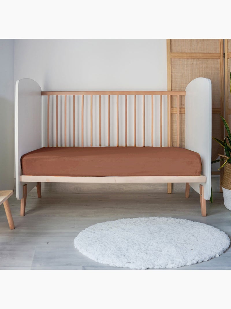 Drap-housse jersey bébé 100% coton Terracotta - Kiabi