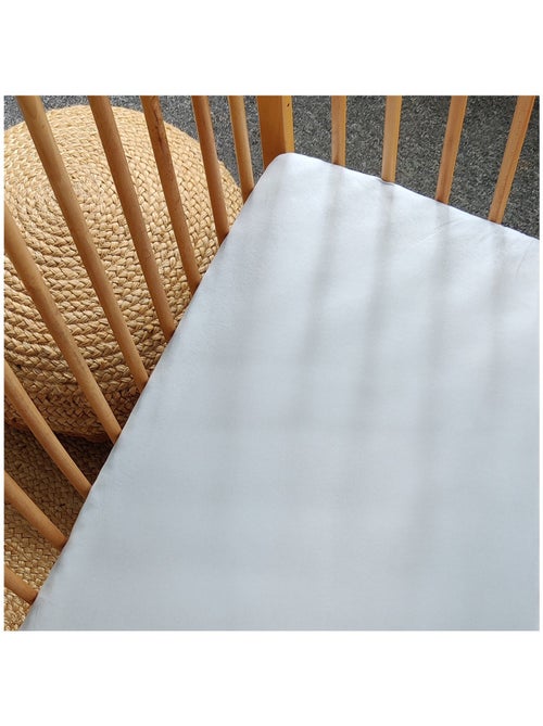 Drap housse Jersey coton 60x120cm Bleu ciel - Kiabi