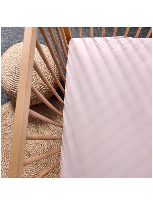 Drap housse Jersey coton 60x120cm Rose - Kiabi