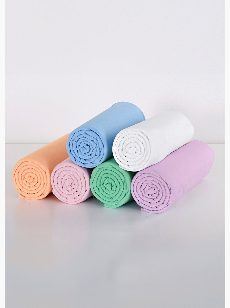Drap housse jersey coton uni - lot de 2 - Afibel Blanc Mauve - Kiabi