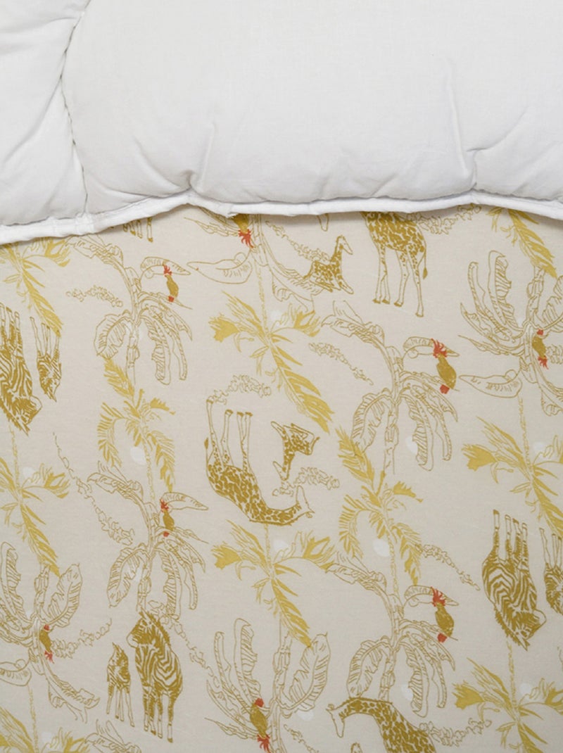 Drap housse Jersey enfant imprimé animaux de la savane Jaune - Kiabi