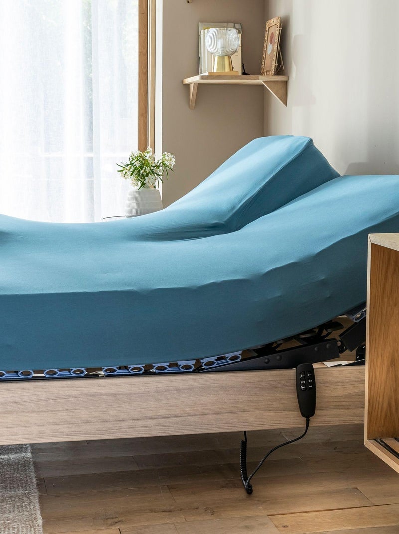 Drap housse jersey TPR pour sommier articulé Bleu canard - Kiabi