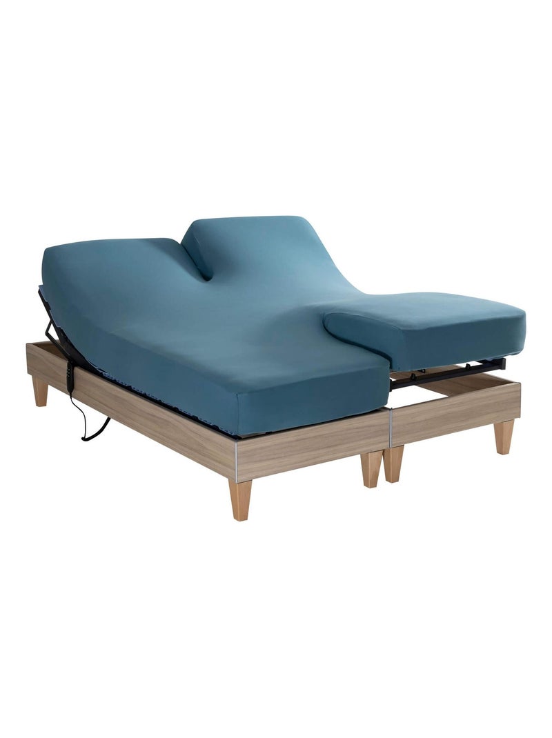 Drap housse jersey TPR pour sommier articulé Bleu canard - Kiabi