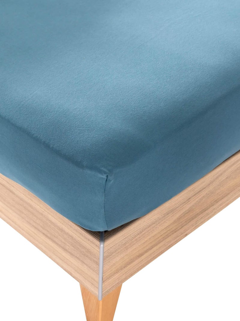 Drap housse jersey TPR pour sommier articulé Bleu canard - Kiabi