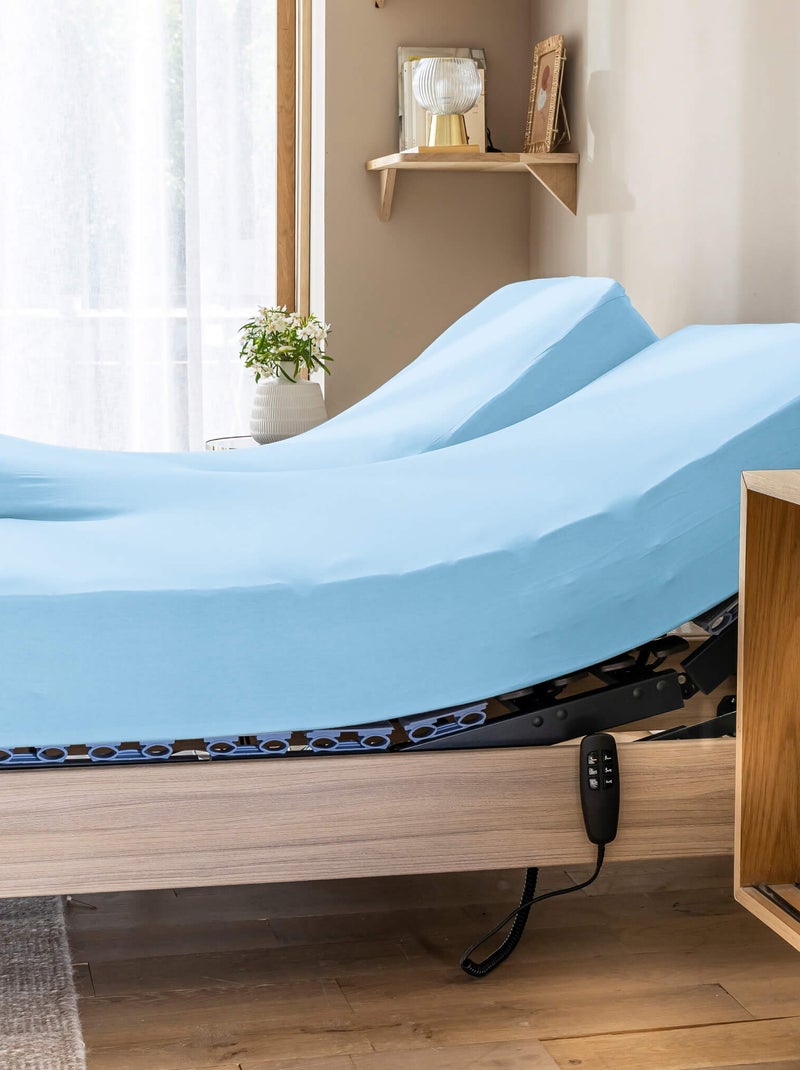 Drap housse jersey TPR pour sommier articulé Bleu ciel - Kiabi