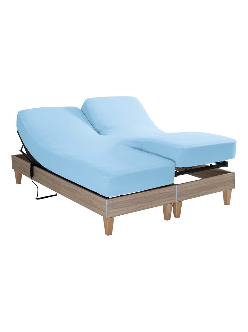 Drap housse jersey TPR pour sommier articulé Bleu ciel - Kiabi