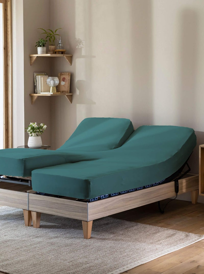 Drap housse jersey TPR pour sommier articulé Vert émeraude - Kiabi