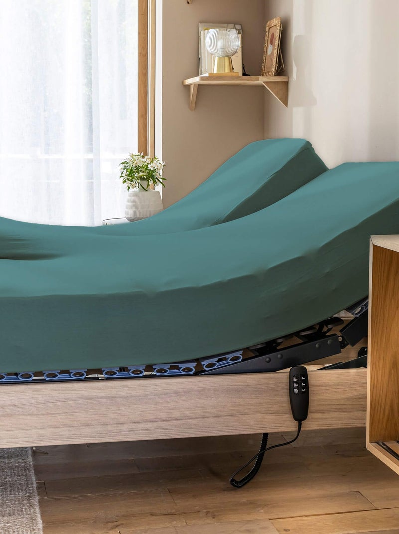 Drap housse jersey TPR pour sommier articulé Vert émeraude - Kiabi