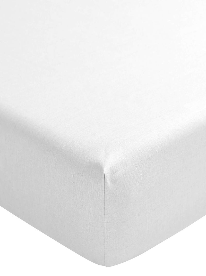 Drap housse lin bonnet 30 made in France Blanc - Kiabi