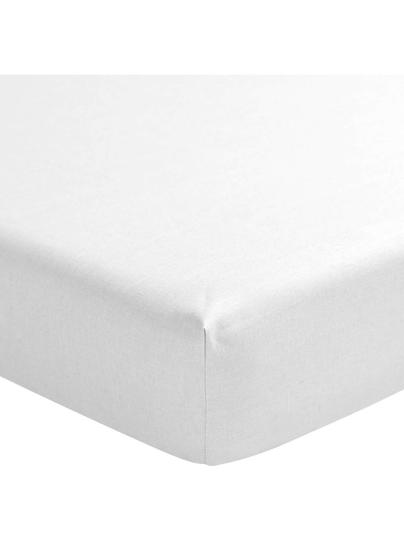 Drap housse lin bonnet 30 made in France Blanc - Kiabi