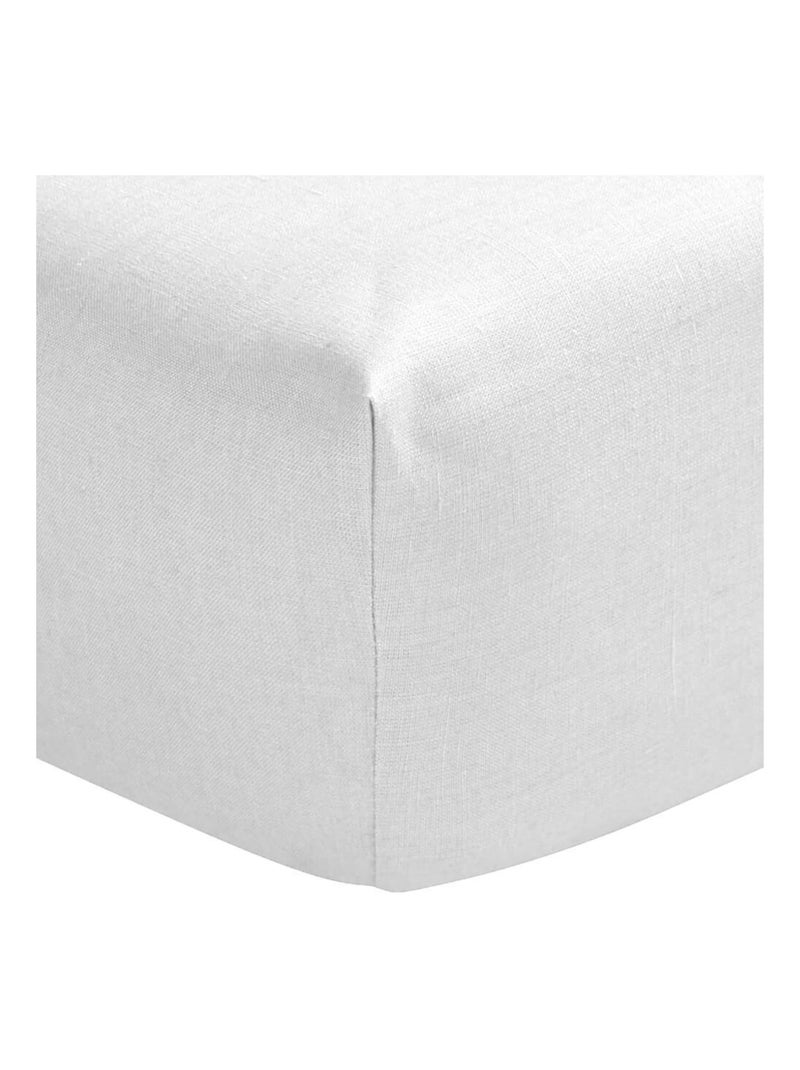 Drap housse lin bonnet 30 made in France Blanc - Kiabi