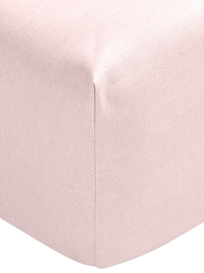 Drap housse lin bonnet 30 made in France Rose - Kiabi