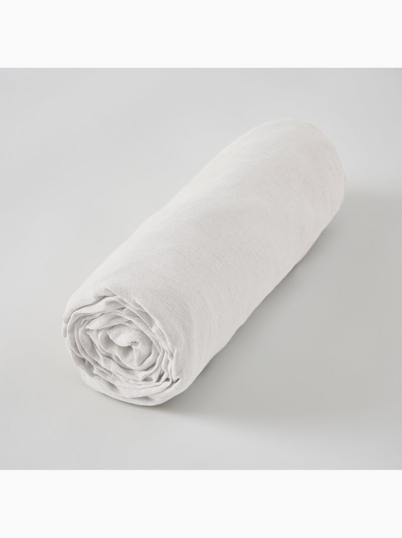 Drap Housse – Lin Lavé Français Luxe - Bonnet 30 cm - Soline Blanc - Kiabi