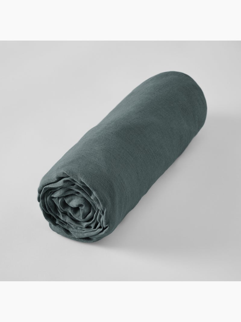 Drap Housse – Lin Lavé Français Luxe - Bonnet 30 cm - Soline Gris foncé - Kiabi