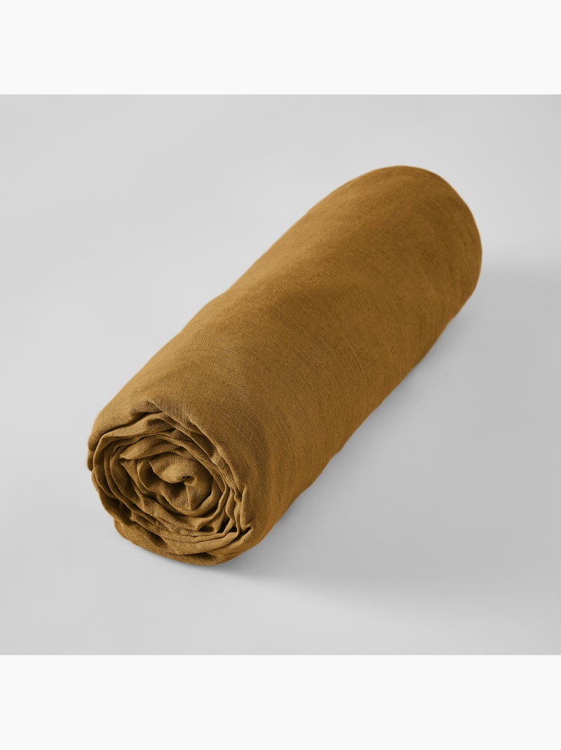 Drap Housse – Lin Lavé Français Luxe - Bonnet 30 cm - Soline Marron - Kiabi