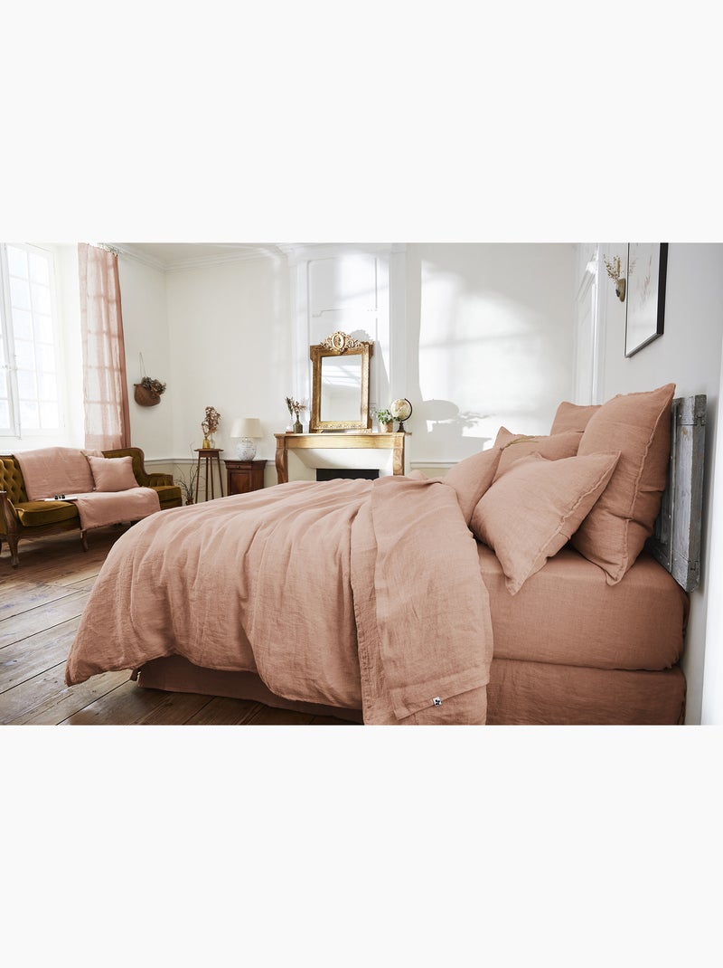Drap Housse – Lin Lavé Français Luxe - Bonnet 30 cm - Soline Rose - Kiabi