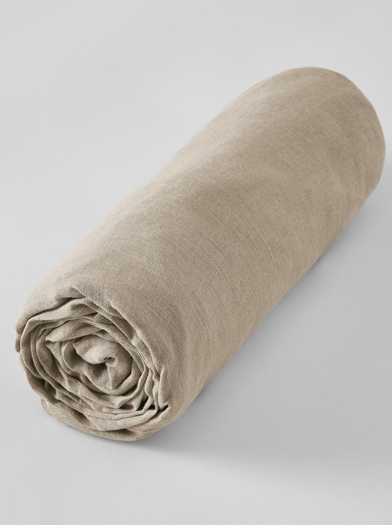 Drap housse lin lave Soline Beige - Kiabi