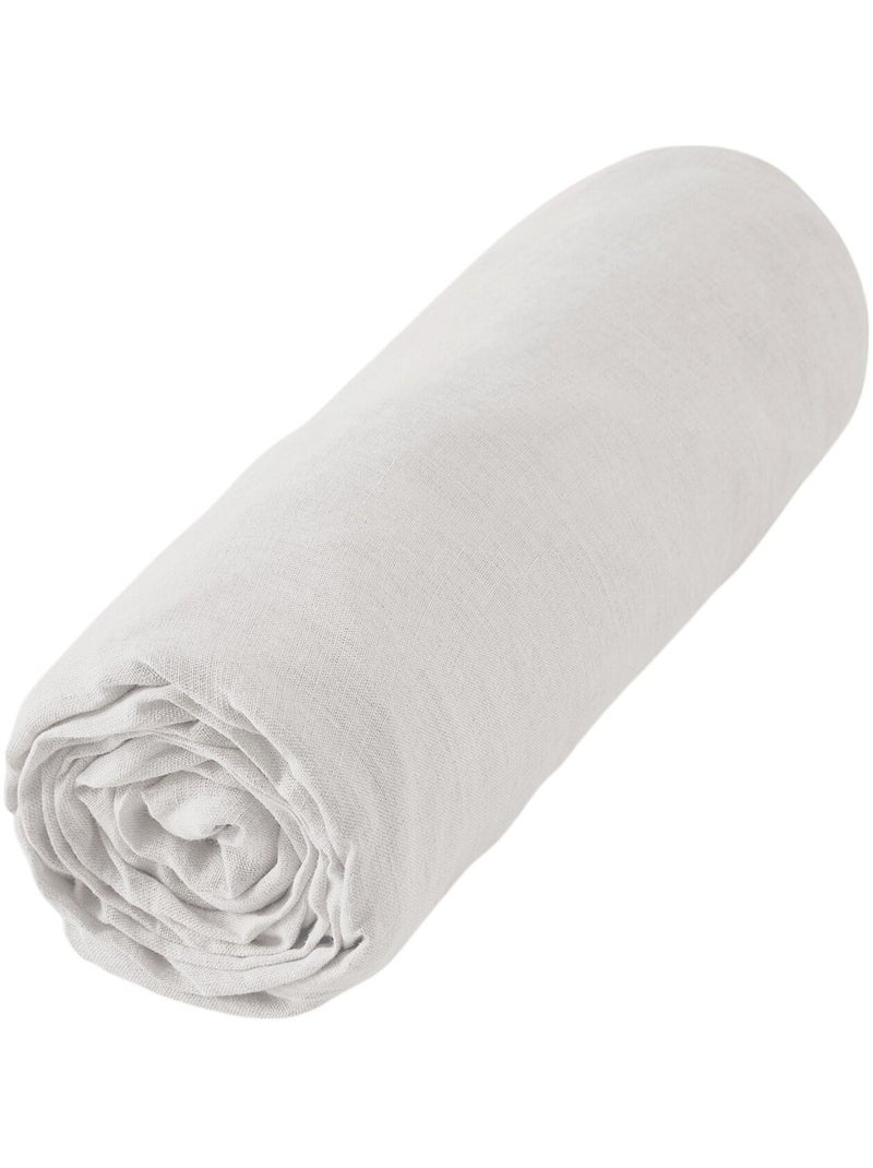Drap housse lin lave Soline Blanc - Kiabi