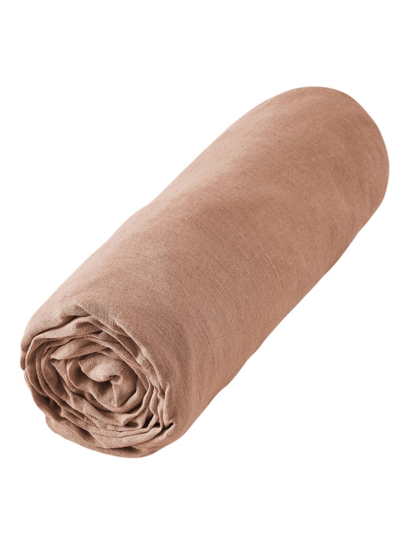 Drap housse lin lave Soline Vieux rose - Kiabi