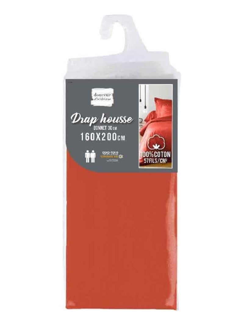 Drap housse Lina Orange mandarine - Kiabi