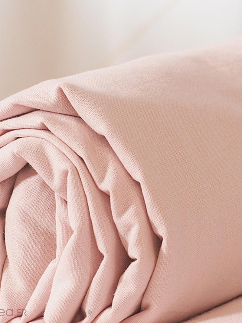 Drap housse LINO coton lavé Beige coquille - Kiabi