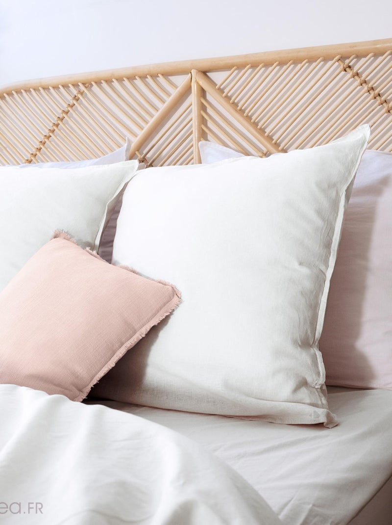Drap housse LINO coton lavé Blanc - Kiabi
