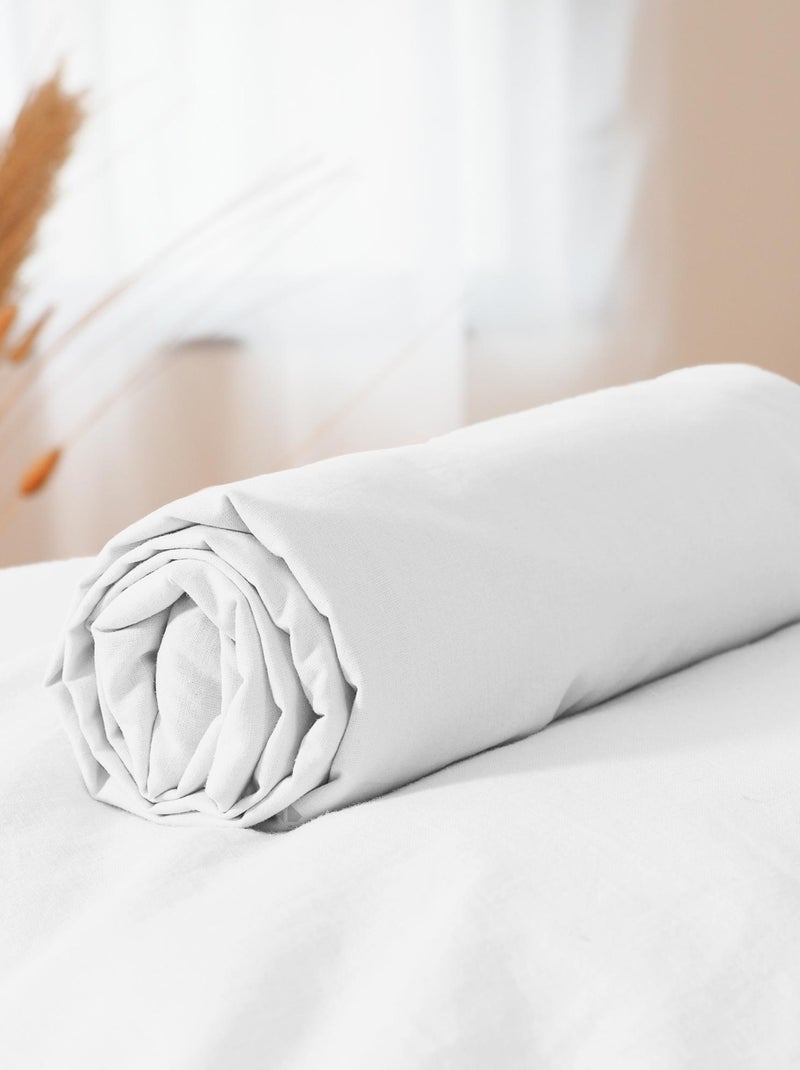 Drap housse LINO coton lavé Blanc - Kiabi