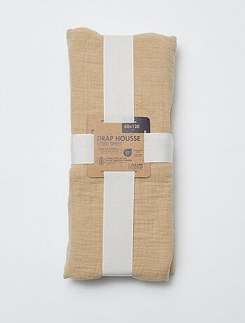 Drap housse lit bébé 60 x 120 cm en double gaze de coton - Kiabi Home