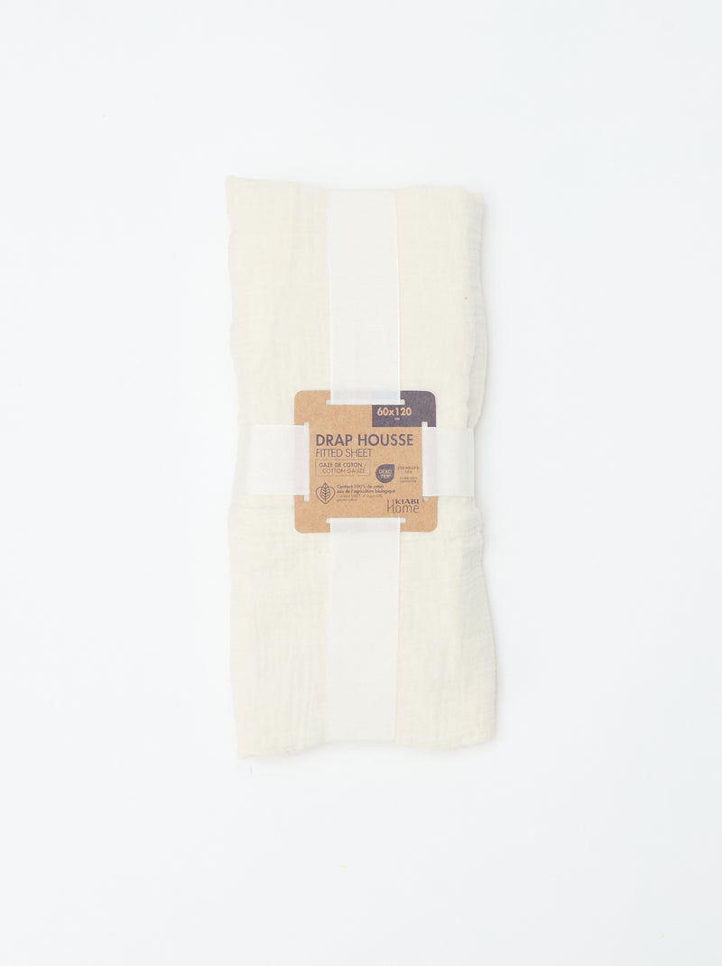 Drap housse lit bébé (60x120 cm) en double gaze de coton - Kiabi Home Blanc - Kiabi