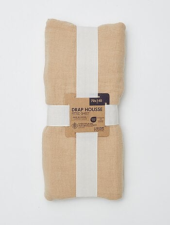 Drap housse lit bébé 70 x 140 cm en double gaze de coton - Kiabi Home