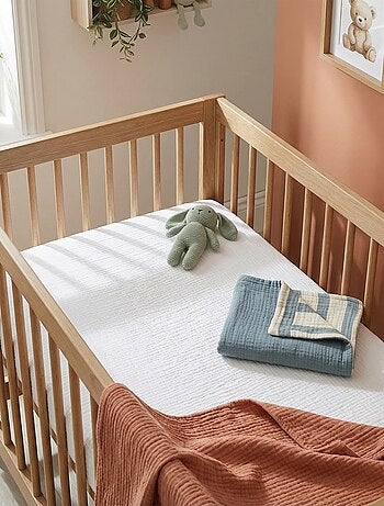 Drap housse lit bébé 70 x 140 cm en double gaze de coton - Kiabi Home