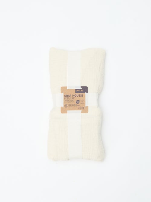 Drap housse lit bébé 70 x 140 en double gaze de coton - Kiabi Home - Kiabi Drap housse lit bébé 70 x 140 en double gaze de coton - Kiabi Home - Kiabi