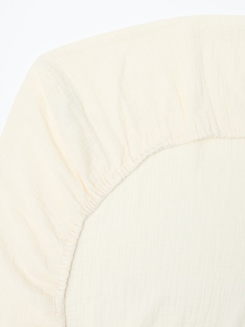 Drap housse lit bébé (70x140) en double gaze de coton - Kiabi Home Blanc - Kiabi