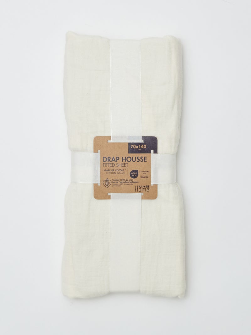 Drap housse lit bébé (70x140) en double gaze de coton - Kiabi Home Ecru - Kiabi
