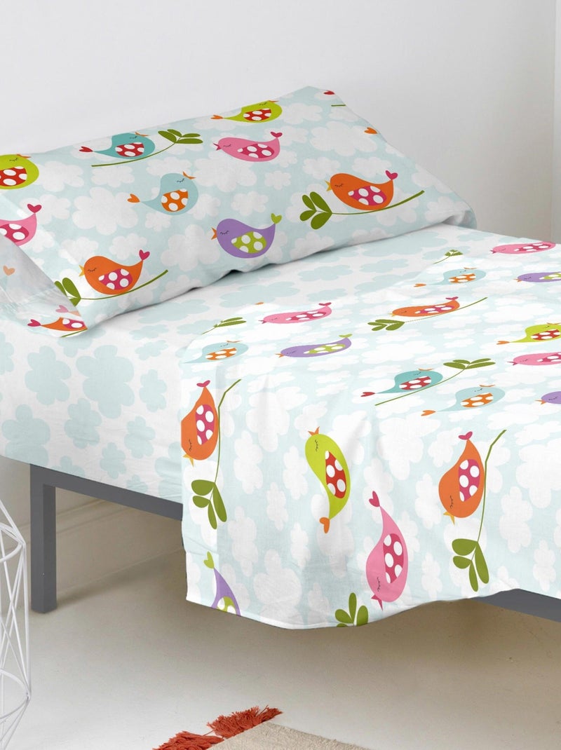 Drap-housse Little birds "Happyfriday" Blanc - Kiabi