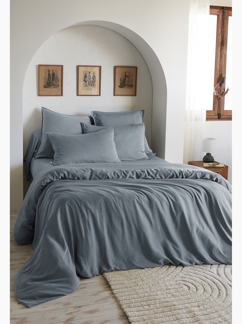 Drap-housse – Lyocell uni LYSANDRE – Bonnet 30 cm Bleu - Kiabi