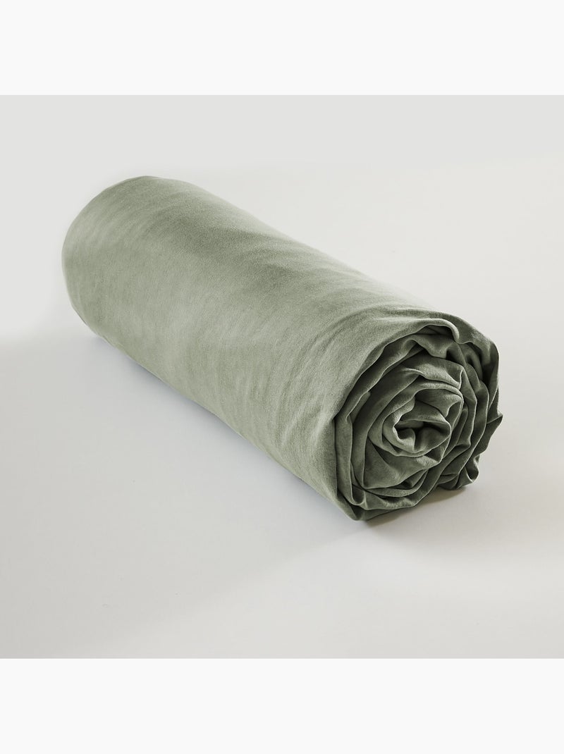 Drap housse lyocell uni Lysandre Kaki - Kiabi