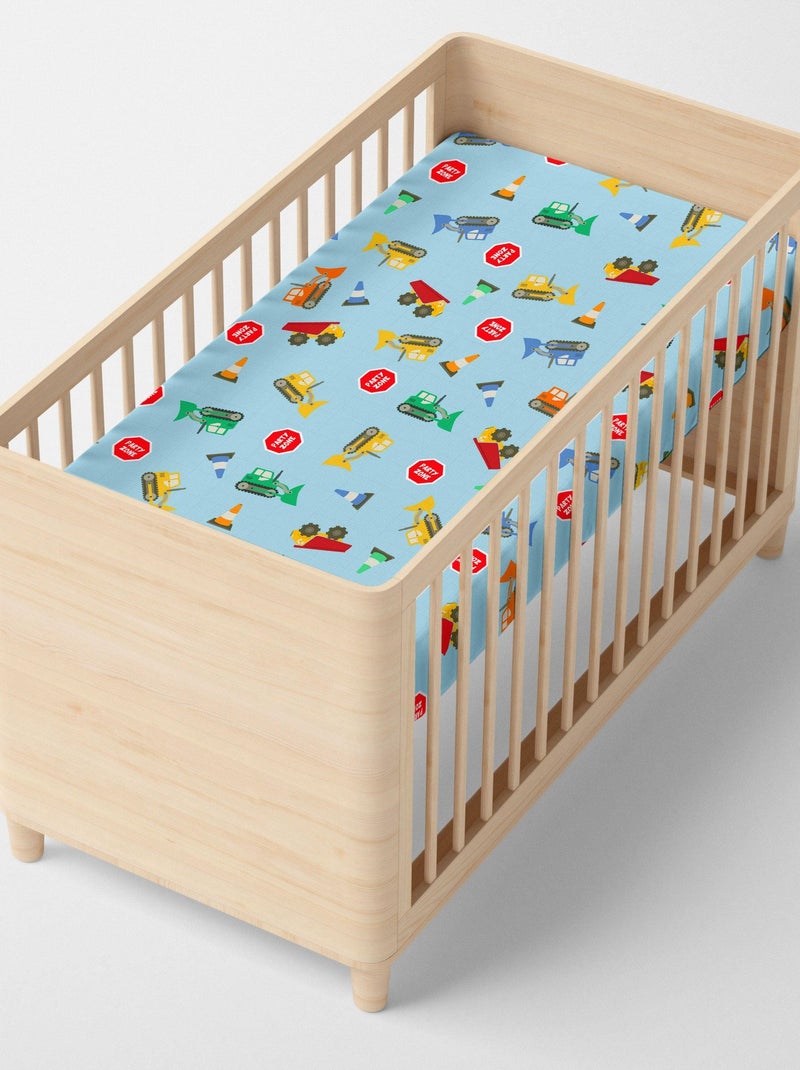 Drap-housse Machinery Lit Bébé "Happyfriday" Blanc - Kiabi